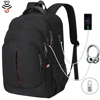 Men Women Laptop Backpack Anti Theft Waterproof Large Rucksack Travel School Bag • £15.99