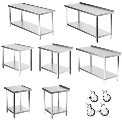 Commercial Catering Table Stainless Steel Work Bench Kitchen Food Shelf Storage • £165.95