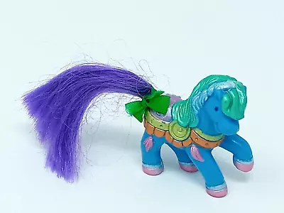 Vintage Tara Toy Carousel Cuties Blue Horse W/ Green Mane Purple Tail Euc • $9.75