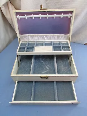 VTG Jewelry Box 3 Tier  Chest Automatic Drawer Blue Velvet • $28.99