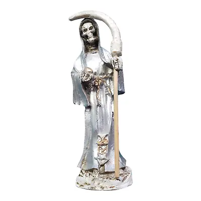 5  Estatua De La Santa Muerte Silver Plata Holy Death Mexico Fixed Cured Statue • $19.49