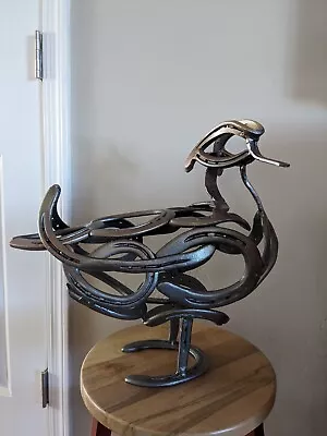 Metal Duck Horse Shoe Decor  Crafted Duck Horse Shoe Crafts Yard Art  • $175