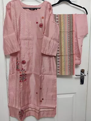 New Ladies Ready Stitched Pink Pakistani Indian Suit Dress (S) (UK 10) 3pc Eid • £20