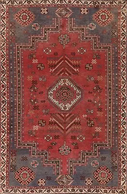 Antique Rug 5x7 Ft.Vegetable Dye Qashqai Oriental Handmade Living Room Wool Rug • $1212.60