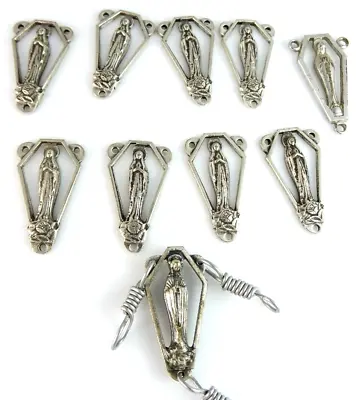 Sleek 1960s Virgin Mary Vintage Rosary Center Medals Parts Lot 10pc • $11.25
