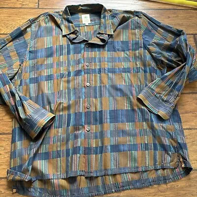 Vintage The Territory Ahead Button Up Shirt Sz 2XL Cotton Plaid Nice! Fast Ship • $19.99