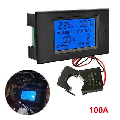 Voltage Current Power Energy Meter Monitor KWh Voltmeter Ammeter 100A AC80-260V • £15.95