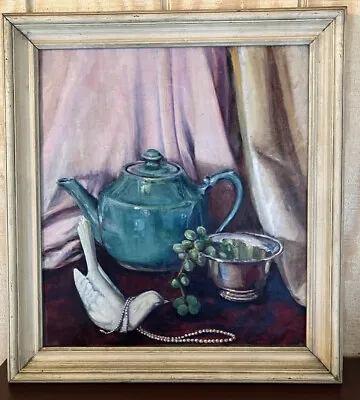 Vintage Mid Century Modern Still Life Painting V. Roehm Kronauge 1944 • $157