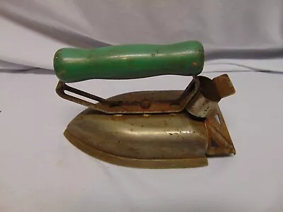 Vintage Electric Metal Iron With Green Wooden Handle 8  X 4  X 5  USA • $19.99