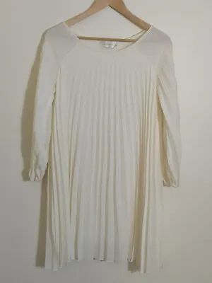 Zimmermann A Line Pleated Dress White Long Sleeve Size 0 • $205