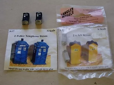 Langley N Gauge Trackside Accessories A17 & A21: Police And AA Telephone Boxes • £6