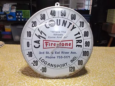 Vintage Advertising Round Glass Outdoor Thermometer Firestone Logansport IN • $175