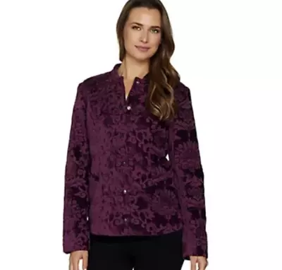 Isaac Mizrahi Live! Velvet Scroll Jacquard Jacket 4 • $14.99