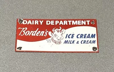 Vintage Bordens Cow Milk Ice Cream Porcelain Sign Car Gas Oil Truck • $59.99