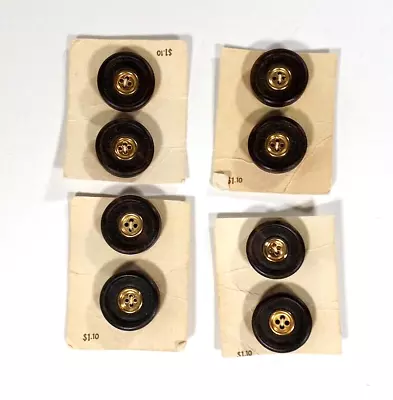 Wood Buttons 36-7/8  Vintage Blumenthal NOS Black W/Gold Made In Italy • $9.86