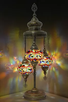 3 Globe Turkish Short Handmade Mosaic Floor Lamp Boho Bedroom Small Corner Light • $185.99