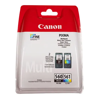 £32.95 • Buy Canon PG560 PG560XL CL561 CL561XL Black Colour Ink Cartridges For PIXMA TS5350