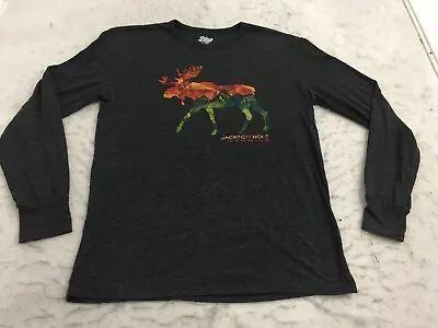 Jackson Hole Moose T Shirt Womens L Large Gray Long Sleeve Blue 84 • $14.99