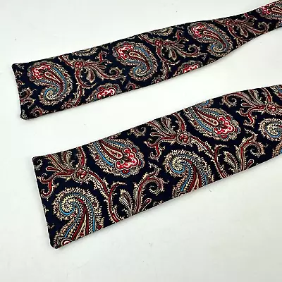 VTG Brooks Brothers Makers Mens All Silk 1.75  Bowtie Bow Tie Paisley Gold Red • $28.99