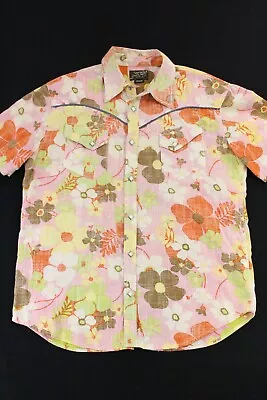 VTG Custom Western Shirt Sz Medium Floral Pearl Snap • $25