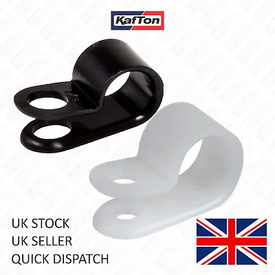 £3.99 • Buy P Clips Black White Nylon Fasteners Car Brake Pipe Wire Plastic Cable Clamp Hose