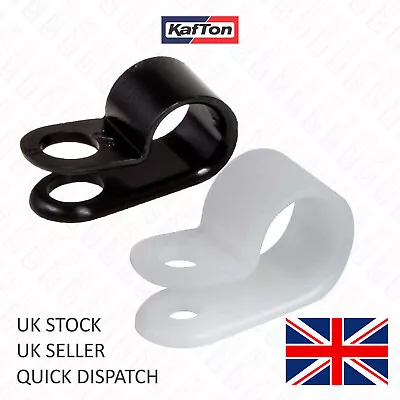 P Clips Black White Nylon Fasteners Car Brake Pipe Wire Plastic Cable Clamp Hose • £4.19