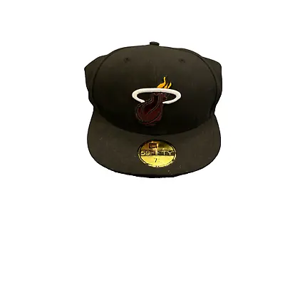 Miami Heat Adult Cap (Size 7 1/4) NBA New Era Black 59Fifty Snapback - New • £19.99