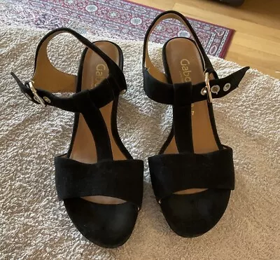 Gabor Black Suede Wide G Fitting Sandal Size 7 Good Cond • £14.99