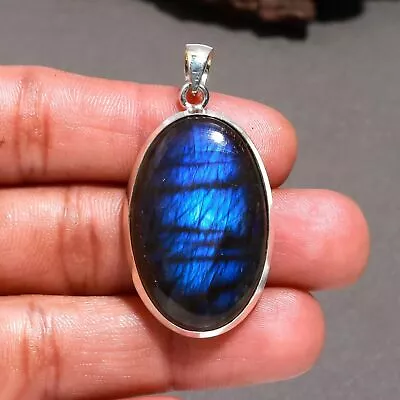 Blue Fire Labradorite Gemstone Handmade 925 Sterling Silver Pendant Jewelry • £13.49