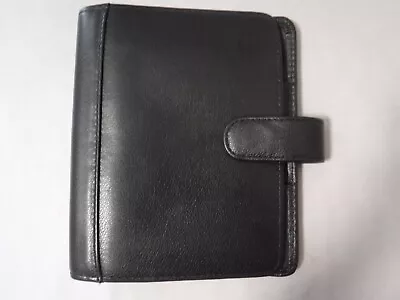 GA12 Franklin Covey Classic Insert Your Binder Black Leather Snap Vintage 7 X6  • $19.99