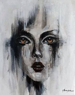 Original Painting Ghost Woman Abstract Thayer Art OOAK Canvas Not A Print  • $40