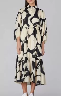 Gorman 5 A Day Organic Cotton Shirt Dress Black Cream Print Size 12 • $85