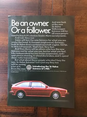 1986 Vintage Original Print Ad New Volkswagen 16-Valve Scirocco Compact Car • $10.99