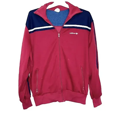 Adidas Men's Track Jacket Red Size XL Blue Tag Ribbed 3 Striped Vintage Y2K • $41.77