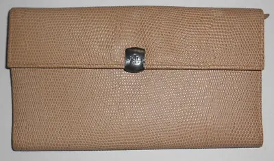 Vintage Lauren Ralph Lauren Tan Leather Embossed Lizard Clutch Wallet • $40