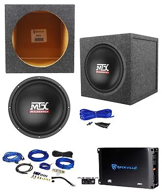 MTX TN12-02 12” 400w Car Audio Subwoofer+Sealed Sub Box+Mono Amplifier+Amp Kit • $219.85