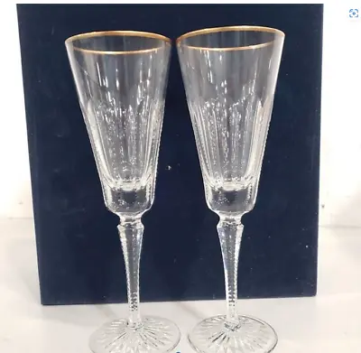 Faberge Crystal Champagne Flutes W/Case • $109.99