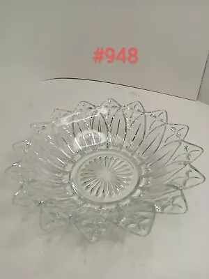 Federal Glass Petal Clear Pattern Large Round Serving Bowl 10  Vintage Glass • $19.99