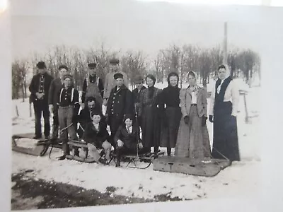 Antique VTG Postcard Sledders Wood Sled Metal Sled Toboggan Team Unposted RPPC • $3.95