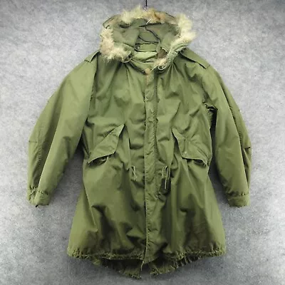 VTG M-1951 Jacket Mens Small Green Parka Fish Tail Mohair Liner Fur Hood US Army • $449.99