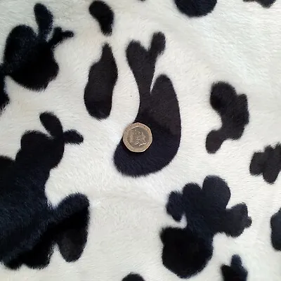 Animal Print Faux Fur/Velour Velboa Fabric/Material - Black Cow - 1 Full Metre • £8.95