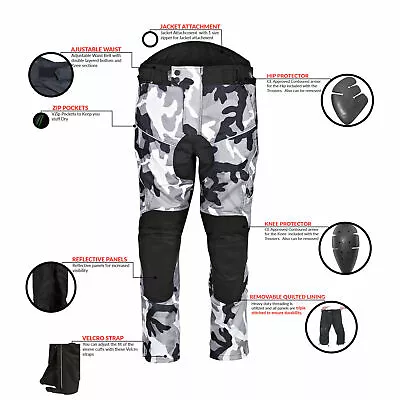 NEW Motorbike Motorcycle Waterproof Cordura Textile Trousers Pants CE Armours • £37.04