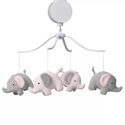 Bedtime Originals Eloise Pink/Gray Elephant Musical Baby Crib Mobile • $42.99