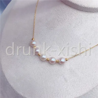Natural 18  AAA 8-9mm South Sea White Pearl Necklace Pendant 14k Gold P • $29.99