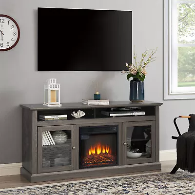 Farmhouse TV Stand TV Media Console With 18'' Fireplace For TVs Up To 65 Inch • $334.99