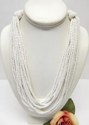 Ann Taylor Loft Multi Strand Twisted White Glass Seed Bead Necklace 19  • $9.50