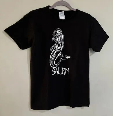 Skeleton Mermaid Salem Adult Small Black Cotton T-shirt Salem Massachusetts GUC • $9.99