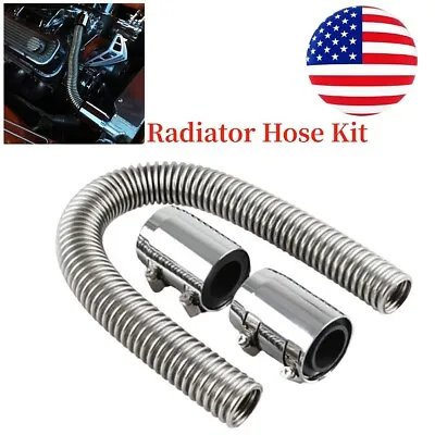 US Stainless Steel 24inch Upper/Lower Radiator Hose Kit W/Chrome Caps Durable • $54.59