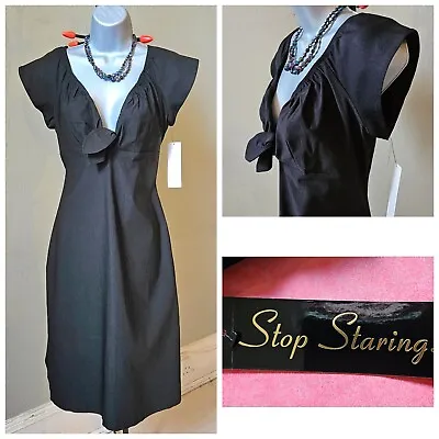 STOP STARING - 50s Style Black Stretch Fit & Flare Dress. Size 12 NEW WT • £39