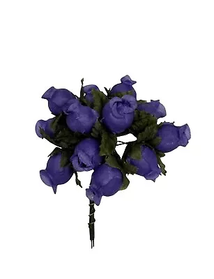 Purple Artificial Silk Flower Roses - 12 Mini Bouquets Of 12 Rosebuds 144 Total • $10.95